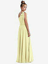 Rear View Thumbnail - Butter Yellow One-Shoulder Scarf Bow Chiffon Junior Bridesmaid Dress