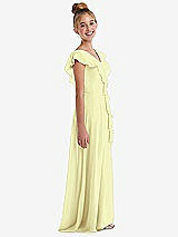 Side View Thumbnail - Butter Yellow Cascading Ruffle Full Skirt Chiffon Junior Bridesmaid Dress