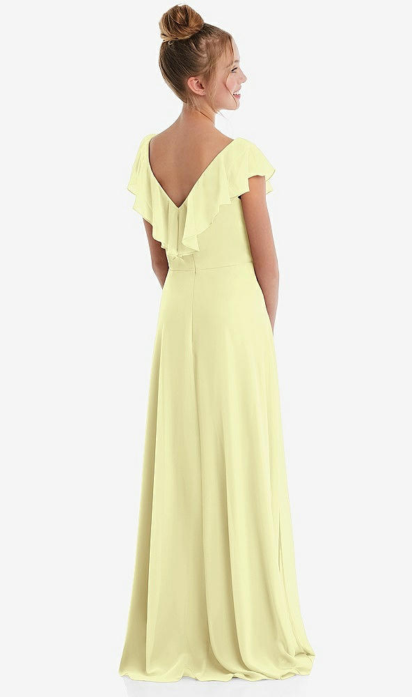 Back View - Butter Yellow Cascading Ruffle Full Skirt Chiffon Junior Bridesmaid Dress