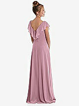 Rear View Thumbnail - Dusty Pink Cascading Ruffle Full Skirt Chiffon Junior Bridesmaid Dress