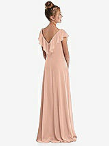 Rear View Thumbnail - Pale Peach Cascading Ruffle Full Skirt Chiffon Junior Bridesmaid Dress