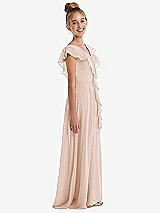 Side View Thumbnail - Cameo Cascading Ruffle Full Skirt Chiffon Junior Bridesmaid Dress