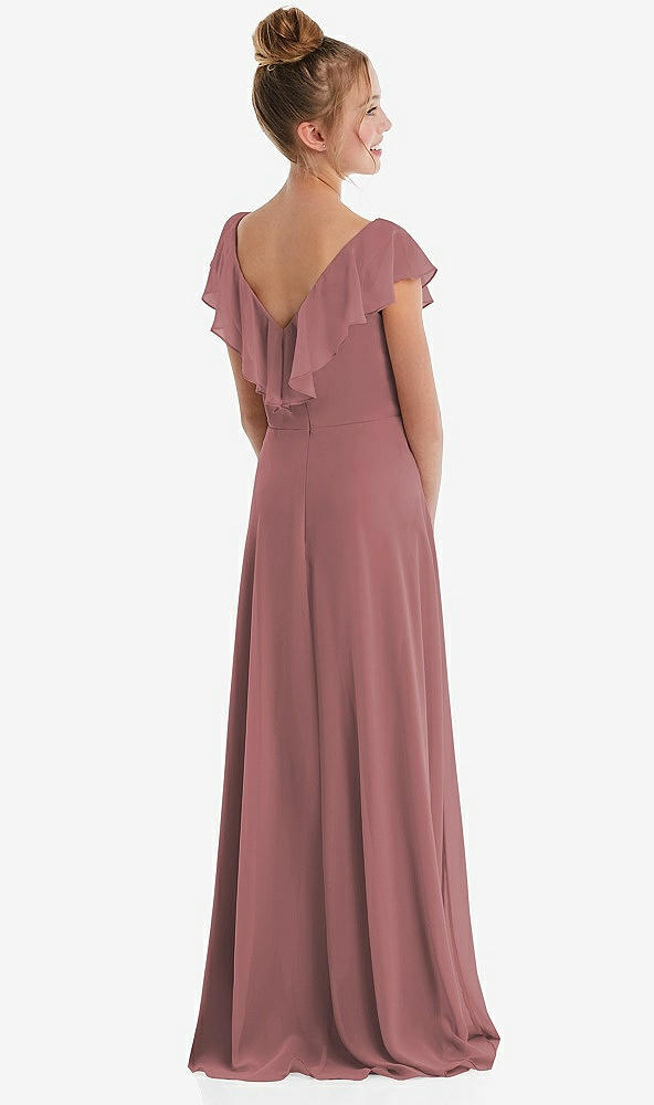 Back View - Rosewood Cascading Ruffle Full Skirt Chiffon Junior Bridesmaid Dress