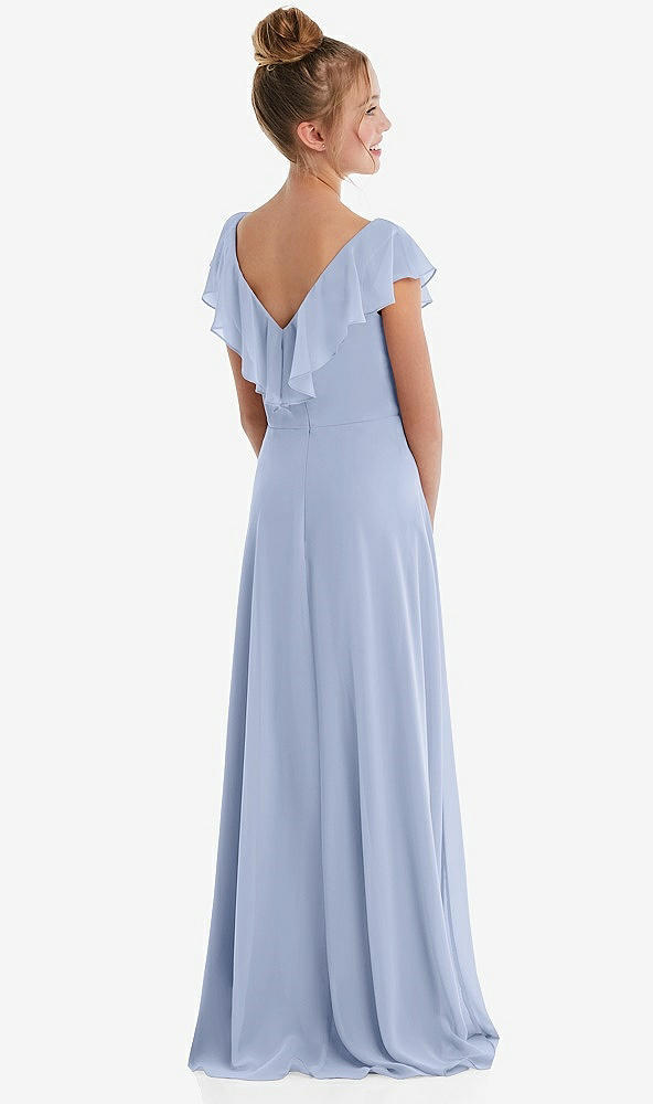 Back View - Sky Blue Cascading Ruffle Full Skirt Chiffon Junior Bridesmaid Dress