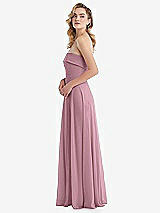 Side View Thumbnail - Dusty Pink Cuffed Strapless Maxi Dress with Front Slit