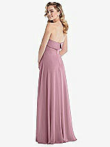 Rear View Thumbnail - Dusty Pink Cuffed Strapless Maxi Dress with Front Slit