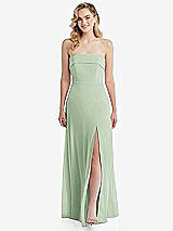 Front View Thumbnail - Celadon Cuffed Strapless Maxi Dress with Front Slit