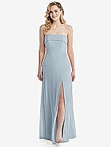 Front View Thumbnail - Mist Cuffed Strapless Maxi Dress with Front Slit