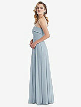 Side View Thumbnail - Mist Cuffed Strapless Maxi Dress with Front Slit