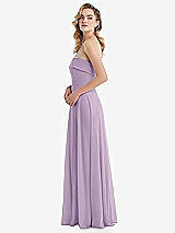 Side View Thumbnail - Pale Purple Cuffed Strapless Maxi Dress with Front Slit
