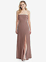 Front View Thumbnail - Sienna Cuffed Strapless Maxi Dress with Front Slit