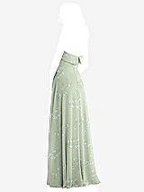 Rear View Thumbnail - Vintage Primrose Sage Cuffed Strapless Maxi Dress with Front Slit