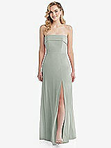 Front View Thumbnail - Willow Green Cuffed Strapless Maxi Dress with Front Slit