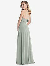 Rear View Thumbnail - Willow Green Cuffed Strapless Maxi Dress with Front Slit
