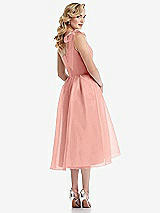 Rear View Thumbnail - Apricot Scarf-Tie One-Shoulder Organdy Midi Dress 