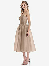 Side View Thumbnail - Topaz Strapless Pleated Skirt Organdy Midi Dress