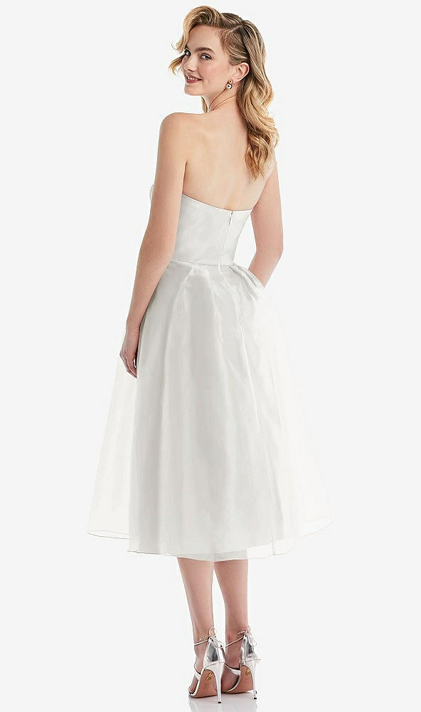 Back View - Starlight Strapless Pleated Skirt Organdy Midi Dress