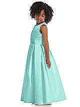 Side View Thumbnail - Coastal Sleeveless Pleated Skirt Satin Flower Girl Dress