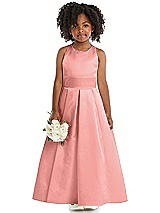 Front View Thumbnail - Apricot Sleeveless Pleated Skirt Satin Flower Girl Dress