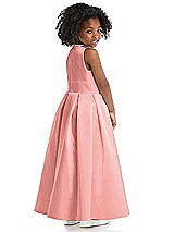 Rear View Thumbnail - Apricot Sleeveless Pleated Skirt Satin Flower Girl Dress