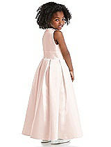 Rear View Thumbnail - Blush Sleeveless Pleated Skirt Satin Flower Girl Dress