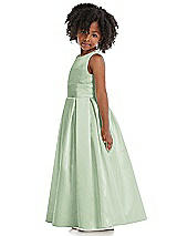 Side View Thumbnail - Celadon Sleeveless Pleated Skirt Satin Flower Girl Dress