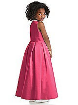 Rear View Thumbnail - Pantone Honeysuckle Sleeveless Pleated Skirt Satin Flower Girl Dress