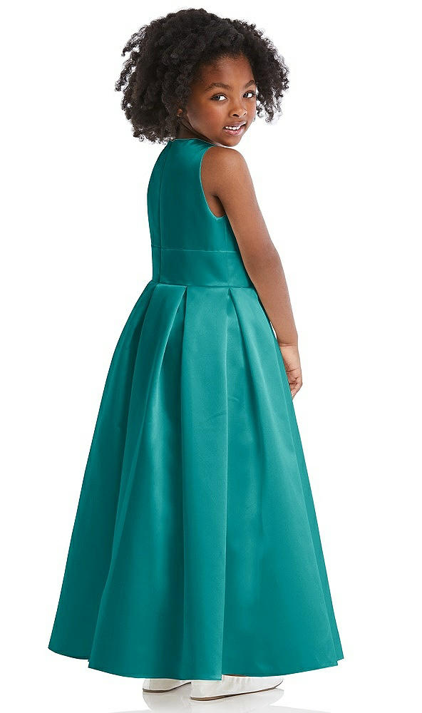 Back View - Jade Sleeveless Pleated Skirt Satin Flower Girl Dress