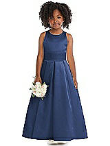 Front View Thumbnail - Sailor Sleeveless Pleated Skirt Satin Flower Girl Dress