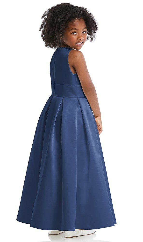 Back View - Sailor Sleeveless Pleated Skirt Satin Flower Girl Dress