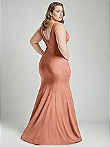 Alt View 4 Thumbnail - Copper Penny Shirred Shoulder Stretch Satin Mermaid Dress with Slight Train