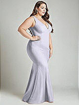 Alt View 3 Thumbnail - Silver Dove Shirred Shoulder Stretch Satin Mermaid Dress with Slight Train