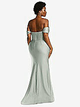 Alt View 4 Thumbnail - Willow Green Off-the-Shoulder Corset Stretch Satin Mermaid Dress with Slight Train