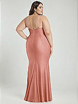 Alt View 3 Thumbnail - Desert Rose Deep V-Neck Stretch Satin Mermaid Dress with Slight Train