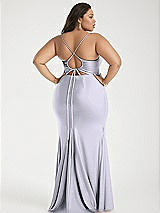 Alt View 3 Thumbnail - Silver Dove Cowl-Neck Open Tie-Back Stretch Satin Mermaid Dress with Slight Train