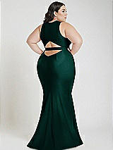 Alt View 3 Thumbnail - Evergreen Plunge Neckline Cutout Low Back Stretch Satin Mermaid Dress