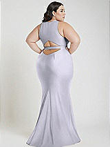 Alt View 3 Thumbnail - Silver Dove Plunge Neckline Cutout Low Back Stretch Satin Mermaid Dress