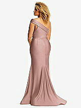 Rear View Thumbnail - Neu Nude One-Shoulder Bias-Cuff Stretch Satin Mermaid Dress with Slight Train