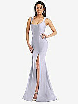 Alt View 1 Thumbnail - Silver Dove Square Neck Stretch Satin Mermaid Dress with Slight Train