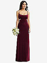 Alt View 1 Thumbnail - Cabernet Spaghetti Strap Cutout Midriff Velvet Maxi Dress