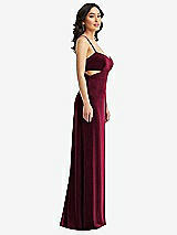 Side View Thumbnail - Cabernet Spaghetti Strap Cutout Midriff Velvet Maxi Dress