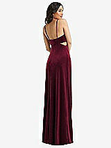 Rear View Thumbnail - Cabernet Spaghetti Strap Cutout Midriff Velvet Maxi Dress