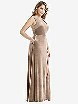 Side View Thumbnail - Topaz Deep V-Neck Sleeveless Velvet Maxi Dress with Pockets