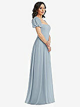 Side View Thumbnail - Mist Puff Sleeve Chiffon Maxi Dress with Front Slit