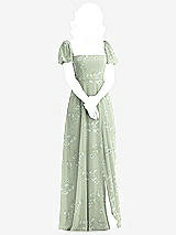 Front View Thumbnail - Vintage Primrose Sage Puff Sleeve Chiffon Maxi Dress with Front Slit