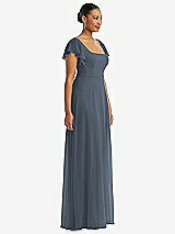 Side View Thumbnail - Silverstone Flutter Sleeve Scoop Open-Back Chiffon Maxi Dress