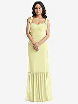 Alt View 2 Thumbnail - Butter Yellow Tie-Shoulder Bustier Bodice Ruffle-Hem Maxi Dress