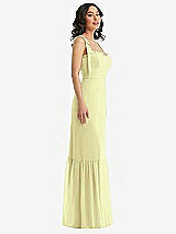 Side View Thumbnail - Butter Yellow Tie-Shoulder Bustier Bodice Ruffle-Hem Maxi Dress