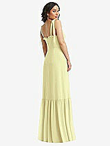 Rear View Thumbnail - Butter Yellow Tie-Shoulder Bustier Bodice Ruffle-Hem Maxi Dress