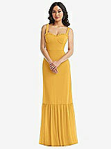 Alt View 1 Thumbnail - NYC Yellow Tie-Shoulder Bustier Bodice Ruffle-Hem Maxi Dress